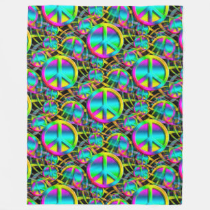 Colourful PEACE seamless pattern + your ideas Fleece Blanket
