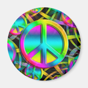Colourful PEACE seamless pattern + your ideas Magnet