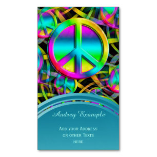 Colourful PEACE seamless pattern + your ideas Magnetic Business Card
