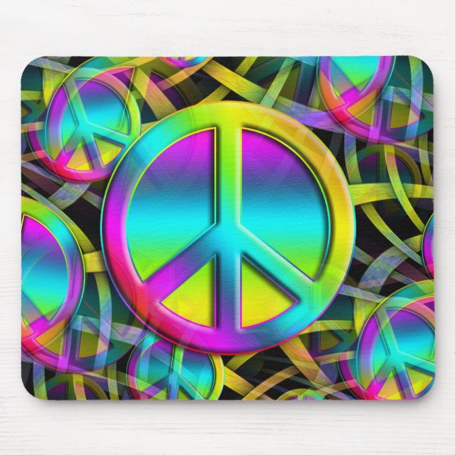 Colourful PEACE seamless pattern + your ideas Mouse Mat (Front)