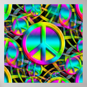 Colourful PEACE seamless pattern + your ideas Poster