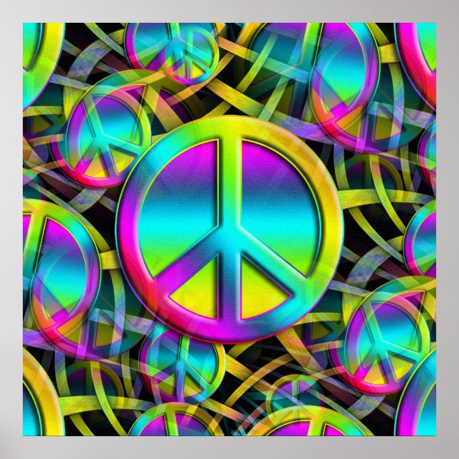 Colourful PEACE seamless pattern + your ideas Poster (Front)