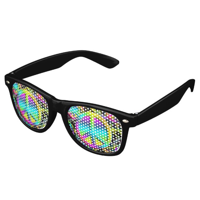 Colourful PEACE seamless pattern + your ideas Retro Sunglasses (Angled)