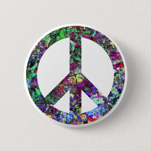Colourful Peace Sign 6 Cm Round Badge