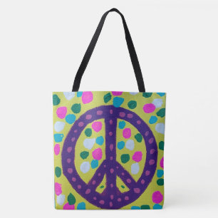 Colourful Peace Sign Acrylic Art Tote Bag