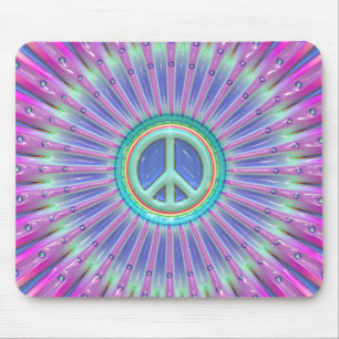 Colourful Peace Sign Burst Mouse Mat