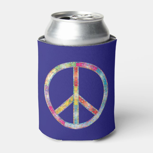 Colourful Peace Sign Can Cooler (Can Front)