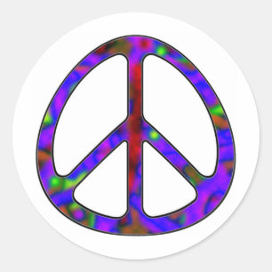 colourful peace sign classic round sticker