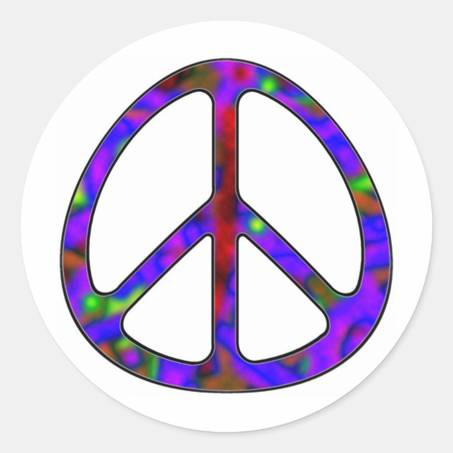 colourful peace sign classic round sticker (Front)