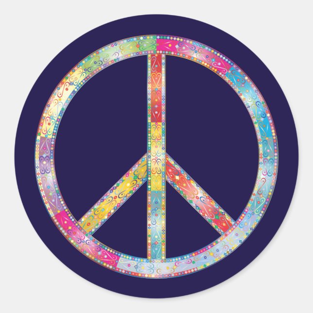 Colourful Peace Sign Classic Round Sticker (Front)