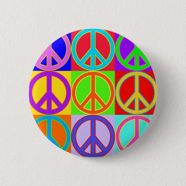 Colourful Peace Sign Design 6 Cm Round Badge (Front)