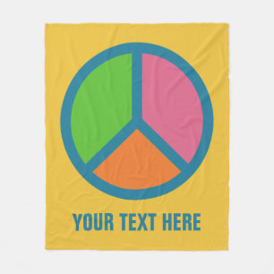 Colourful Peace Sign fleece blankets
