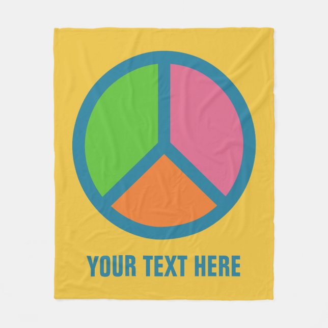 Colourful Peace Sign fleece blankets (Front)