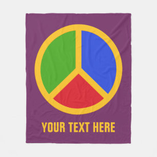 Colourful Peace Sign fleece blankets