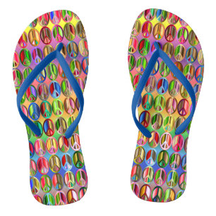 Colourful Peace Sign Flip-Flops Flip Flops