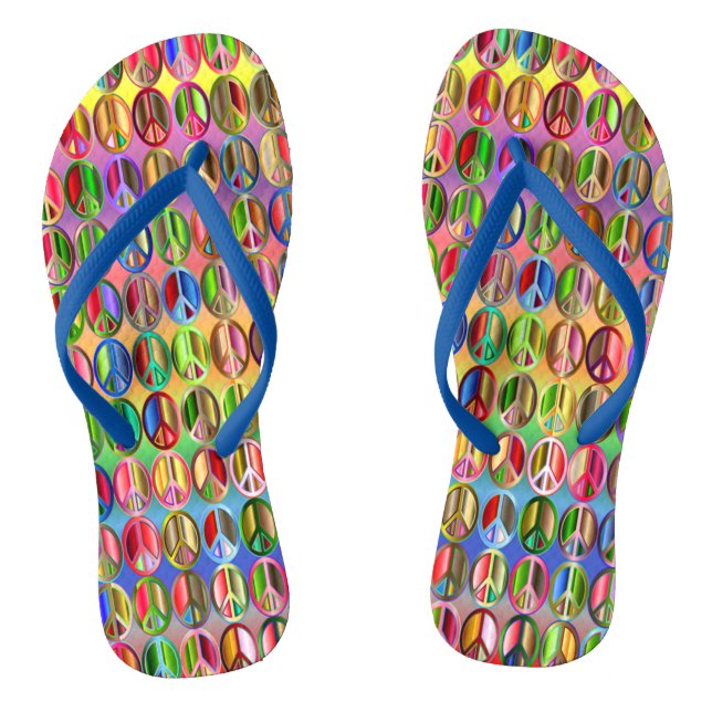 Colourful Peace Sign Flip-Flops Flip Flops (Footbed)