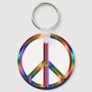 colourful peace sign key ring