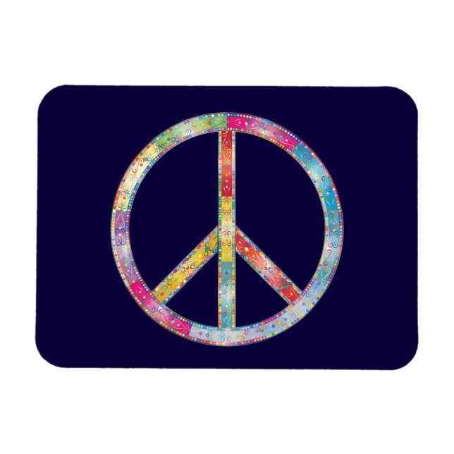 Colourful Peace Sign Magnet (Horizontal)