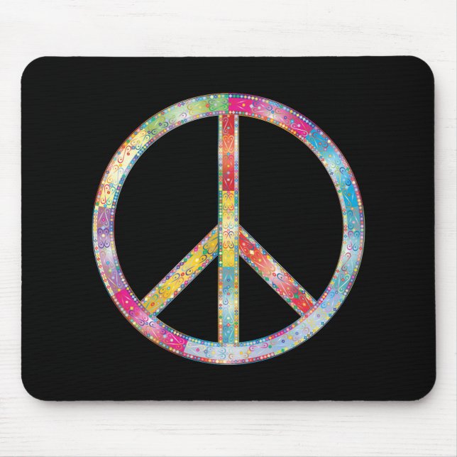 Colourful Peace Sign Mouse Mat (Front)