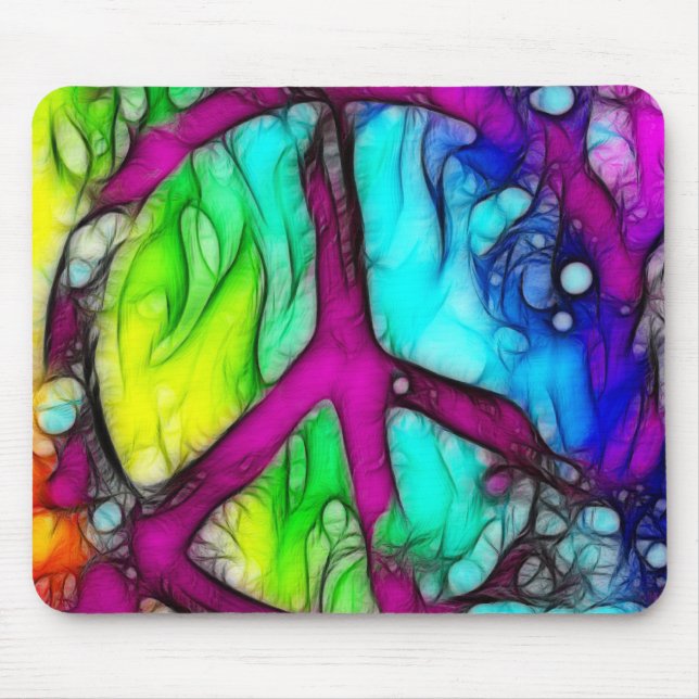 Colourful Peace Sign Mouse Mat (Front)