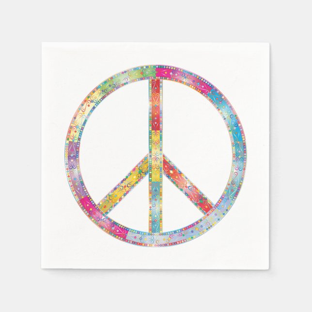 Colourful Peace Sign Napkin (Front)