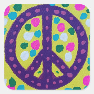 Colourful Peace Sign  Square Sticker