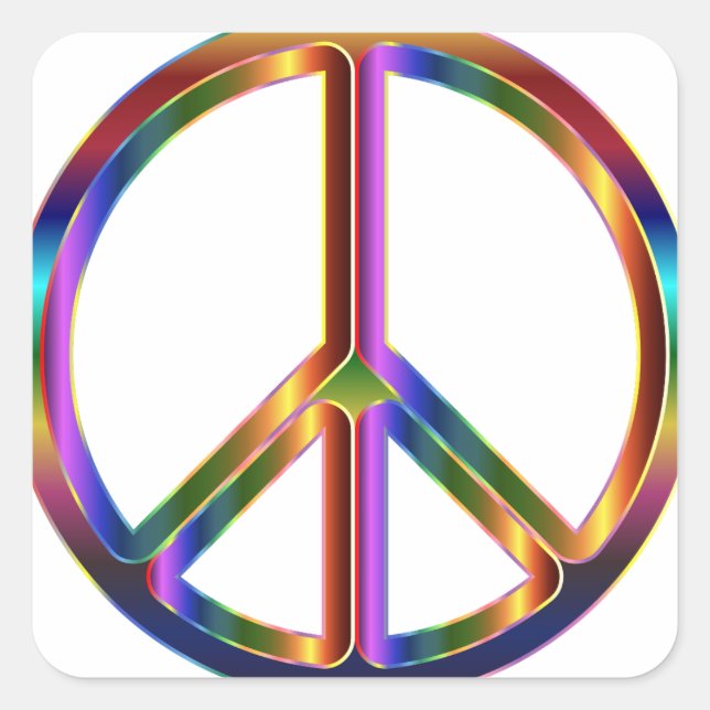 Colourful Peace Sign Square Sticker (Front)