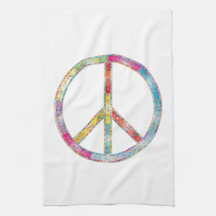 Colourful Peace Sign Tea Towel