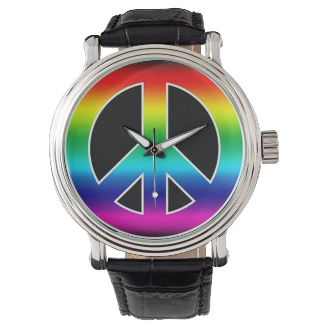 Colourful Peace Sign Watch (Front)