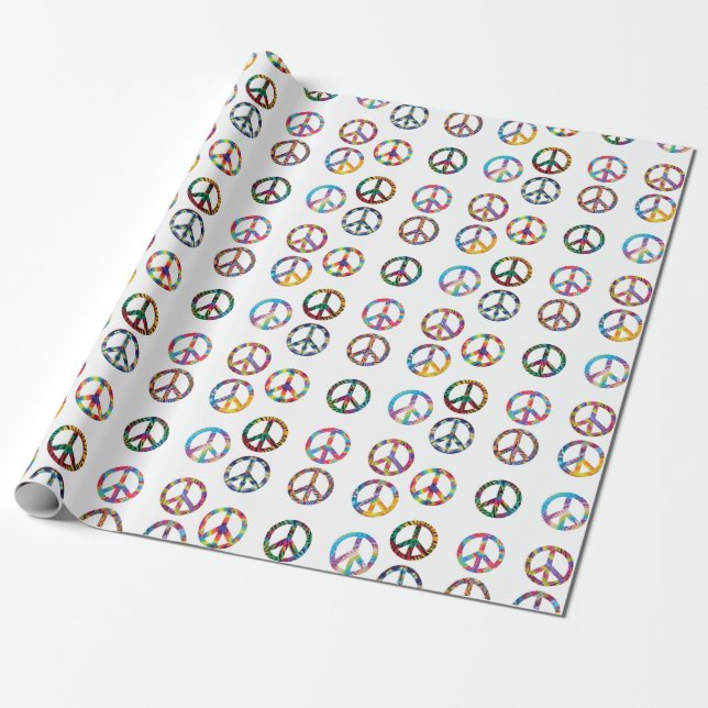 Colourful Peace Sign Wrapping Paper (Unrolled)