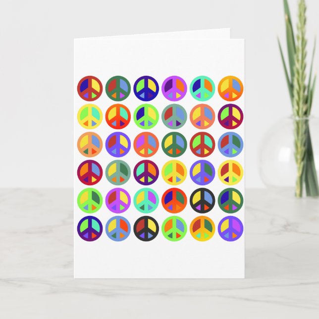 Colourful Peace Signs Card (Front)