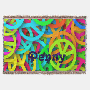 Colourful Peace Signs design Throw Blanket
