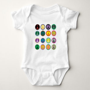 Colourful Peace Signs - Peace Sign pattern Baby Bodysuit