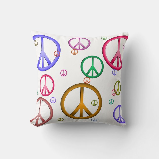 Colourful Peace Signs Pillow (Front)
