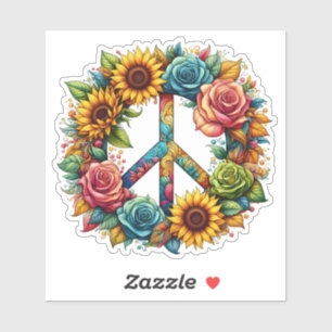 Colourful Peace Symbol Adorned With Vibrant Flower