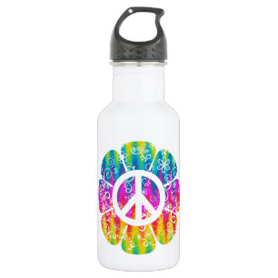 Colourful Peace Symbol Flower 532 Ml Water Bottle