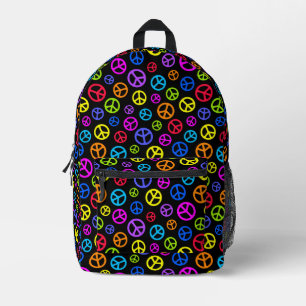Colourful Peace Symbol Pattern Printed Backpack
