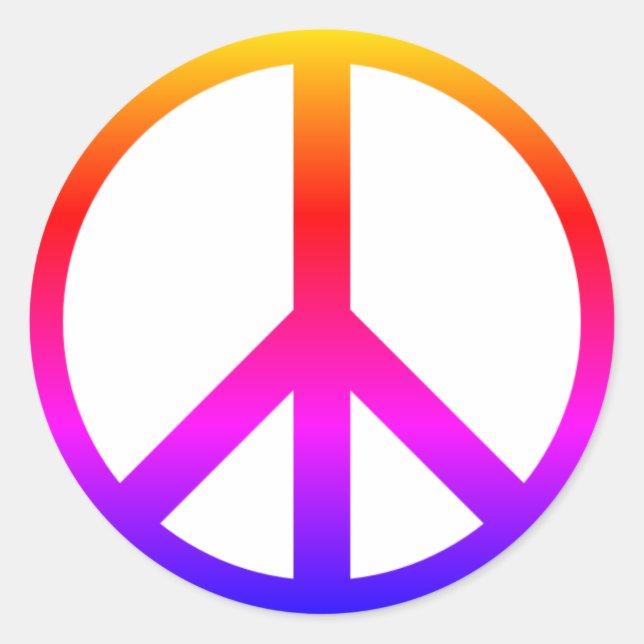 Colourful peace symbol round sticker (Front)