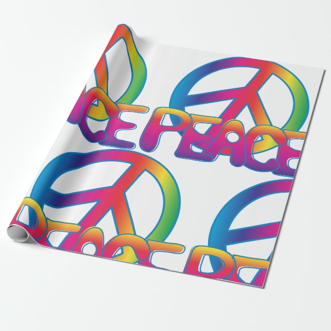 Colourful Peace Symbol Wrapping Paper (Unrolled)