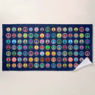 Colourful Peace Symbols Beach Towel