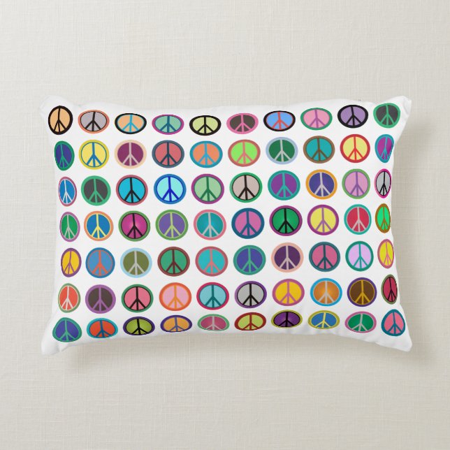 Colourful Peace Symbols Decorative Cushion (Front)