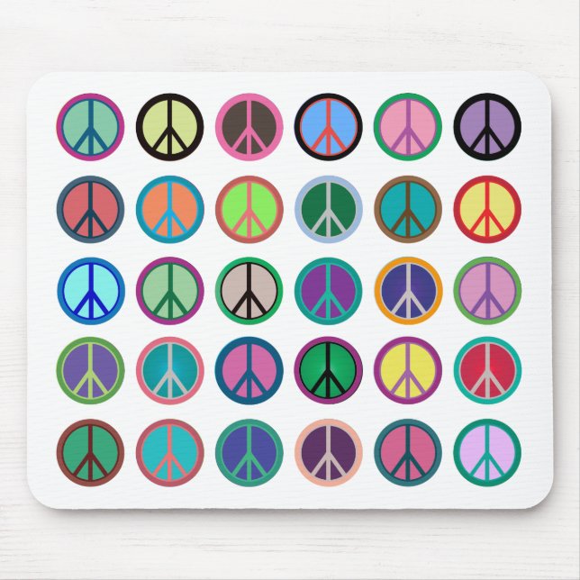 Colourful Peace Symbols Mouse Mat (Front)