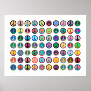 Colourful Peace Symbols Poster
