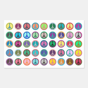 Colourful Peace Symbols Rectangular Sticker