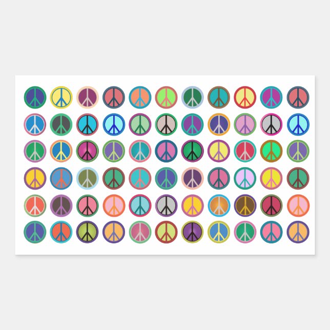 Colourful Peace Symbols Rectangular Sticker (Front)