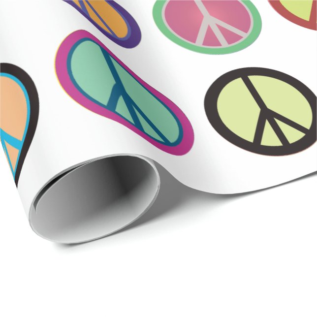 Colourful Peace Symbols Wrapping Paper (Roll Corner)