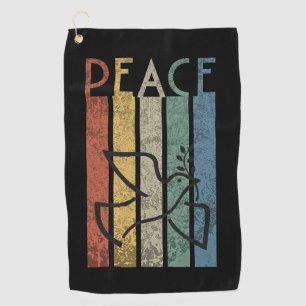 Colourful peace text design golf towel