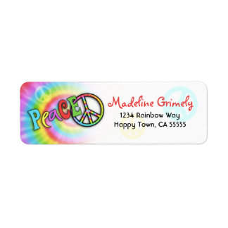 Colourful PEACE Tie Dye Address Label- Small
