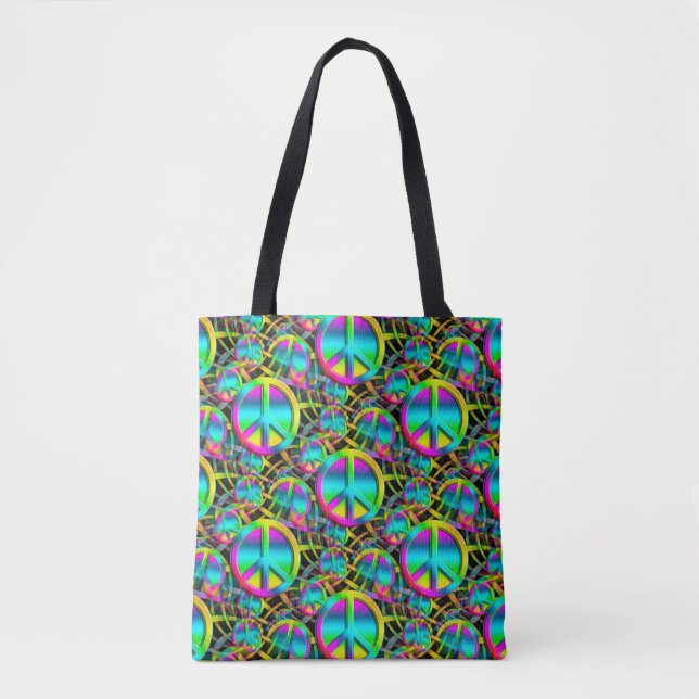 Colourful PEACE web seamless pattern + your ideas Tote Bag (Front)
