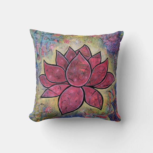 Colourful, Peaceful Lotus Cushion (Front)